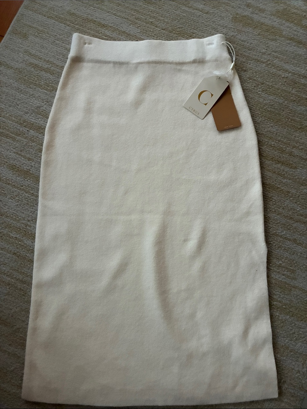 Cyrus White Knit Midi Skirt